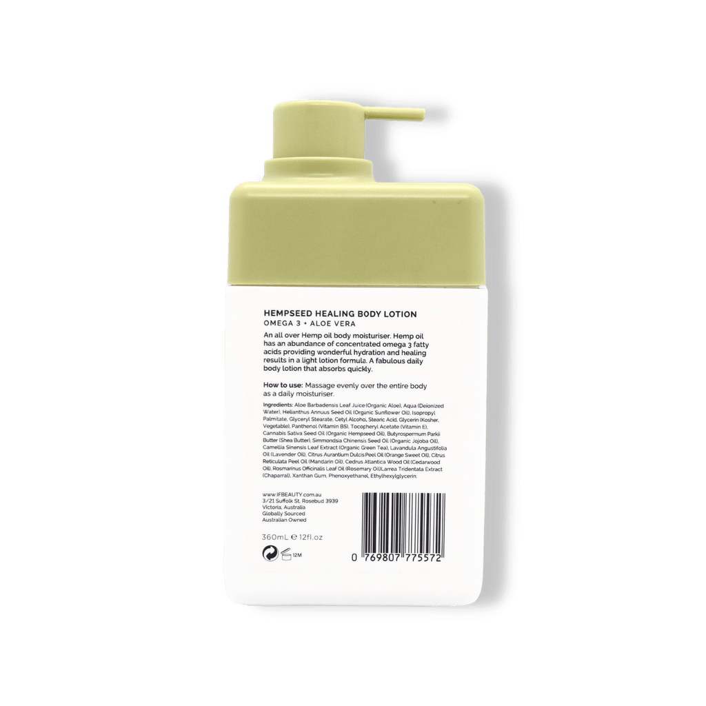 Hemp Seed Healing Body Lotion Omega 3 + Aloe Vera IF Beauty Australia