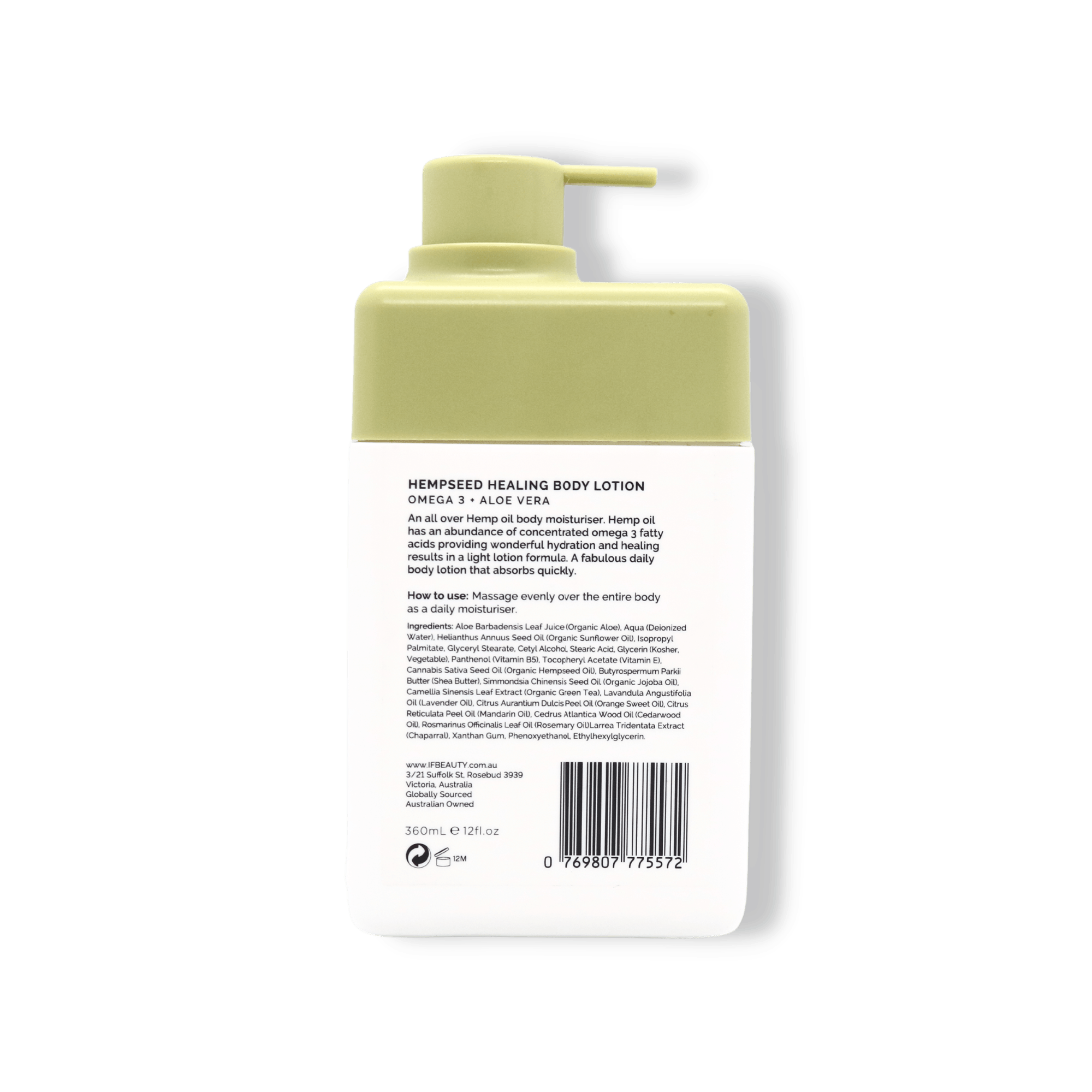Hemp Seed Healing Body Lotion Omega 3 + Aloe Vera IF Beauty Australia