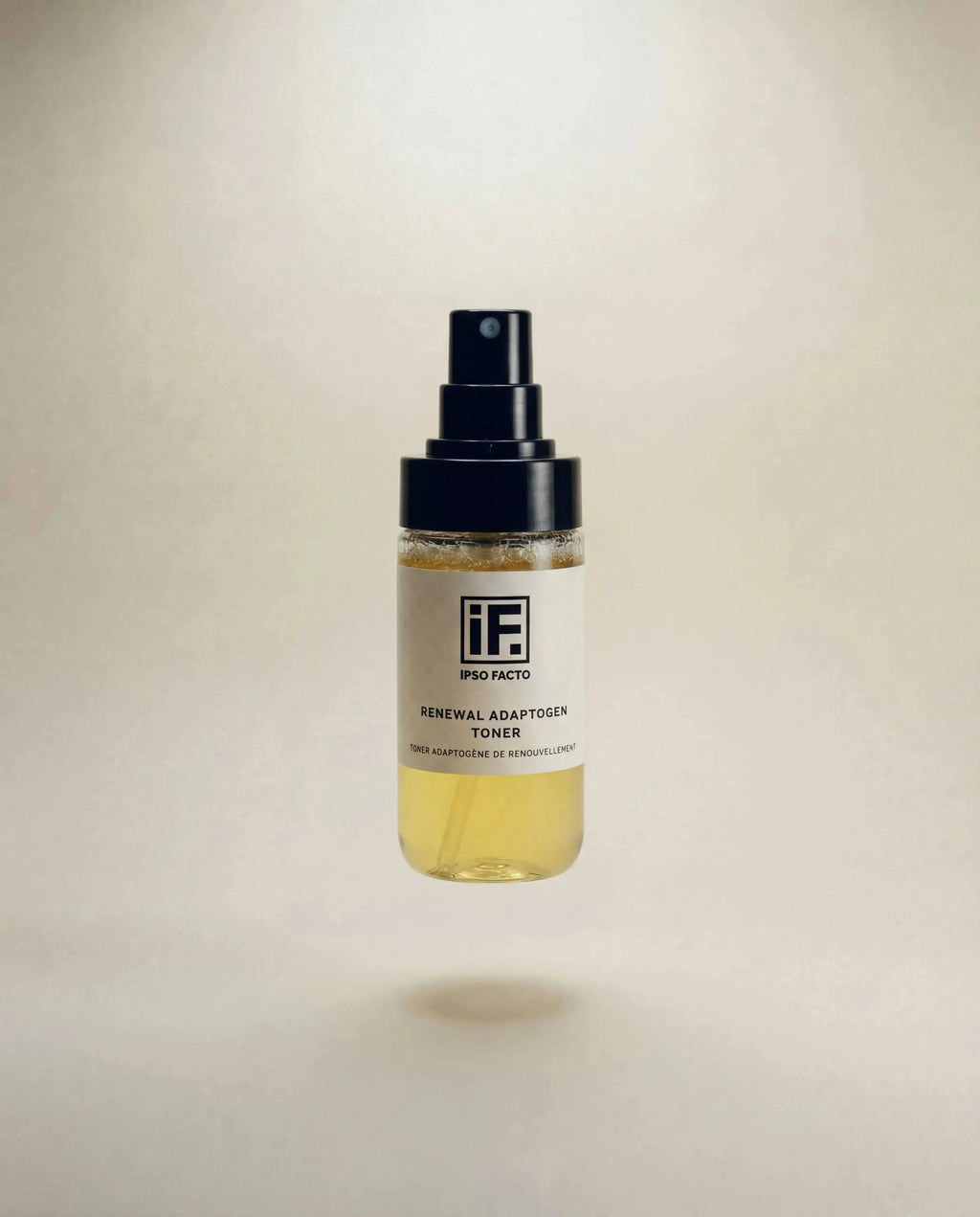 Renewal Adaptogen Toner spray bottle with minimalist label on neutral background