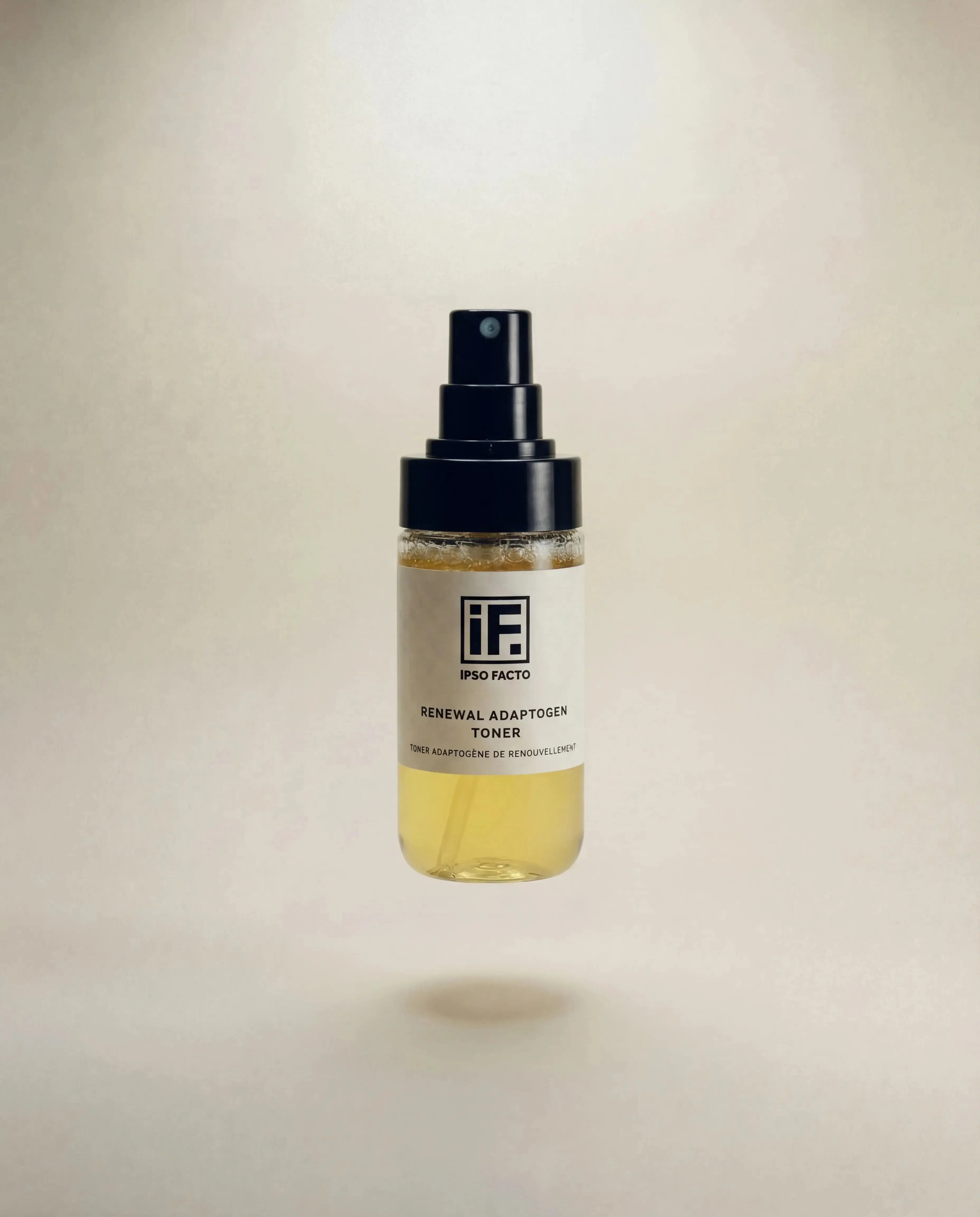 Renewal Adaptogen Toner spray bottle with minimalist label on neutral background